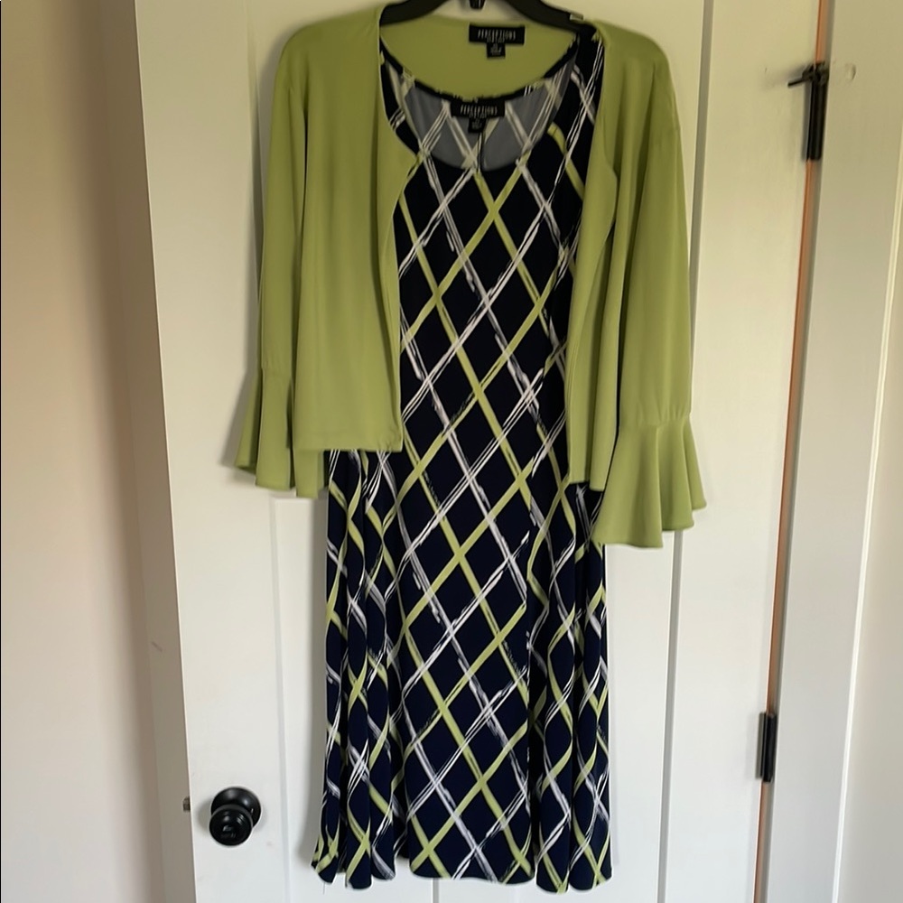 Perceptions Black and White Midi Sundress with Bell Sleeves